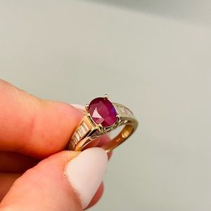 Beautiful ruby and diamond ring. July birthstone